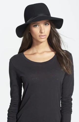 BONE Floppy Brim Wool Fedora Hat Black 