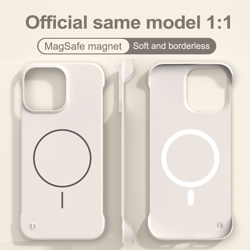 Ultra-Thin Magnetic Frameless Phone Case for iPhone 12 13 14 15 16 Pro Max