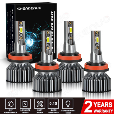 For Volvo S60 2012-2013 LED Headlight Bulb H11+H11 High Low Beam Kit 4Pcs White