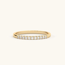 14k Solid Gold 11 Diamond Dainty Ring, Lab Created Minimalist Diamond Band Ring