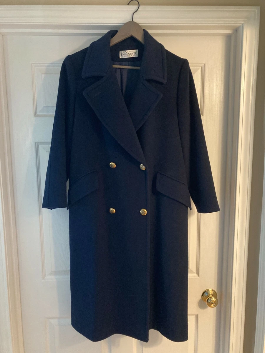 Navy blue top wool trench coat