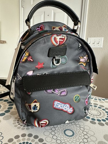 FURLA Women's Toni Camelia Mini Favola Backpack Gray Sports Print Nylon Canvas