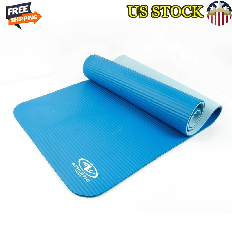 Two-Tone 72x24 Inch 10mm NBR Foam Fitness Mat with Carry Strap for Comfort and Portability