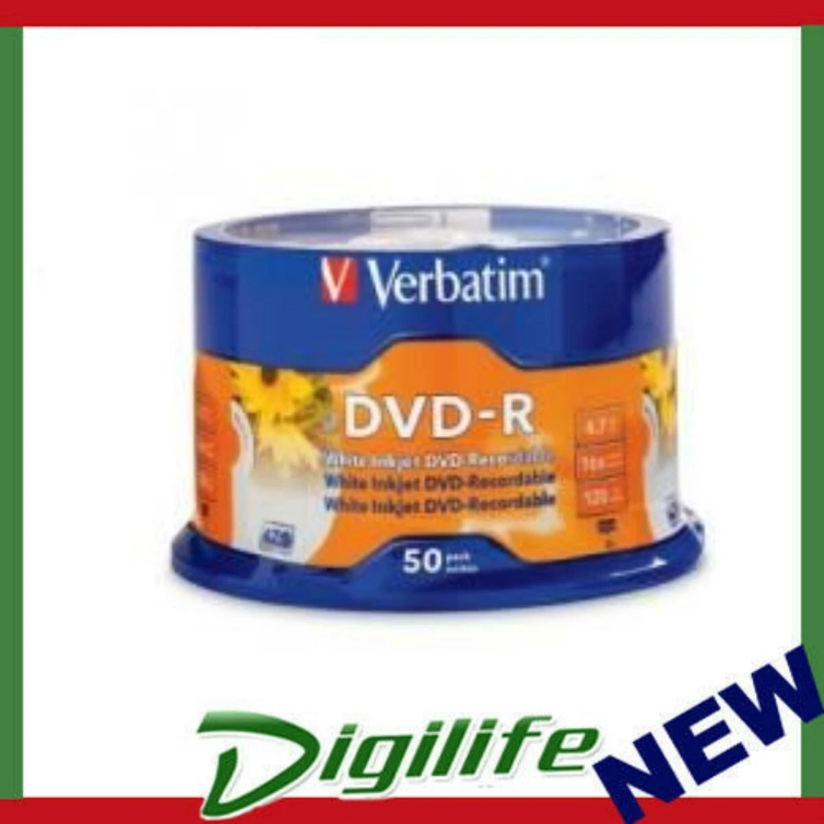 Verbatim DVD-R 4.7GB 50Pk White InkJet 16x