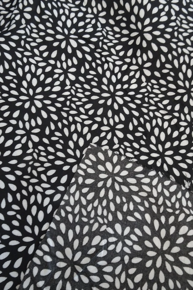 Cotton Poly Fabric 3-1/2 yds x 45" wide Black & White Tear/Rain Drops Design - Image 3 of 3