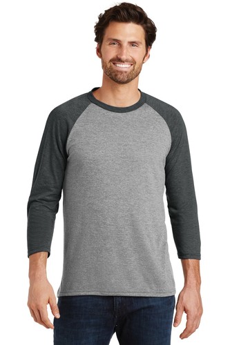 District DM136 Men's Perfect Tri 3/4-Sleeve Raglan Stylish Top T-Shirt - Picture 4 of 14