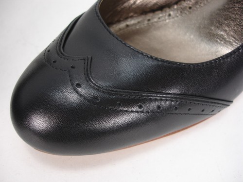 BROOKS BROTHERS BLACK LEATHER WINGTIPS SLINGBACKS HEELS SHOES WOMEN'S 8.5 MINT - Picture 6 of 10