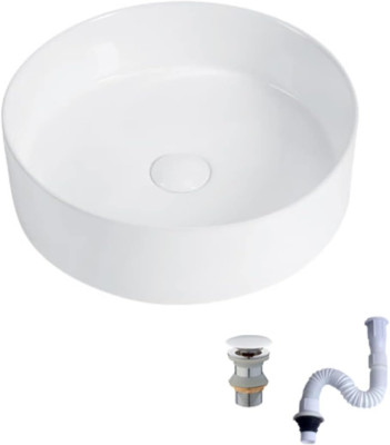 14 Inch Small Vessel Sink for Bathroom - round Countertop Modern above Counter W