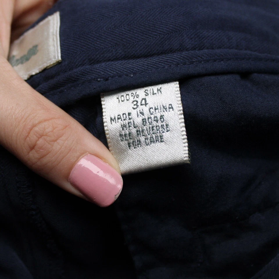 Pantalones Cortos De Seda Arnold Palmer De Colección Para Hombre Talla 34 Azul Marino Plisados Bolsillos Años 90 Foto 4 de 4