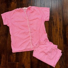 Vintage 50s 60s Tommies Sanforized Sleepwear Pajamas Pair Pants Top Cotton Pink