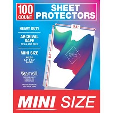 Samsill Mini Sheet Protectors 100 Pack, 5.5 x 8.5 Inch Page Protectors for Mi...