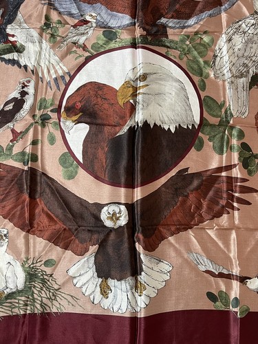 WWF World Wildlife Fund Seidenadler Eule Vogel Schal 1990 Vintage - Bild 2 von 12