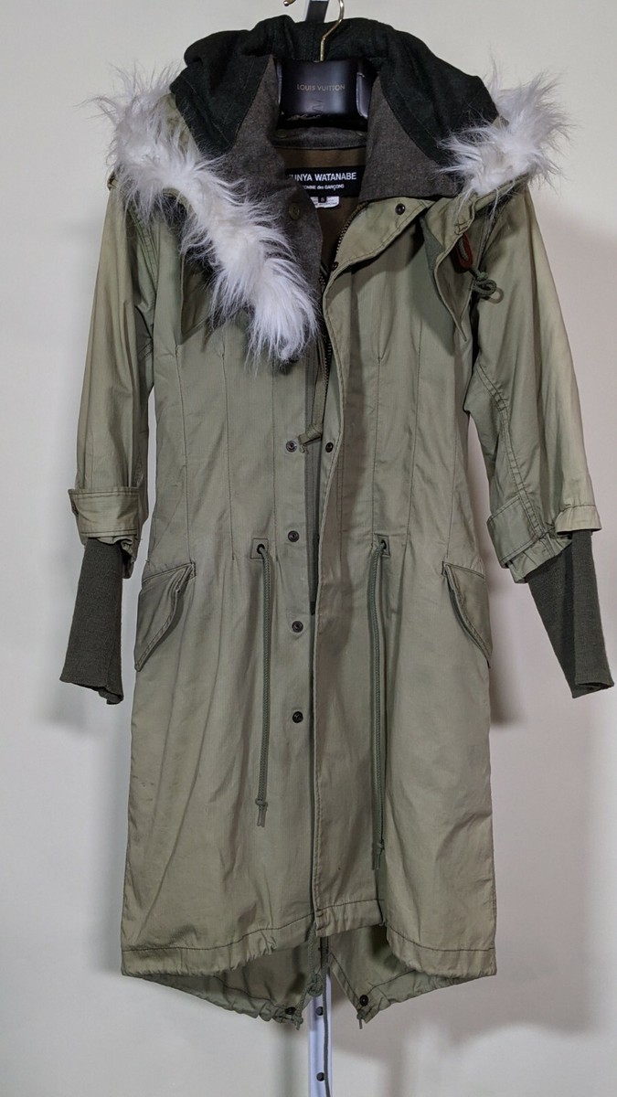 ジャケット・アウター Junya Watanabe AD2010 Layered Mods Coat Junya Watanabe AD 2010 Deconstructed Military Snorkel Fur Hood
