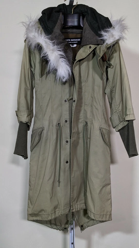 Junya Watanabe AD 2010 Chaqueta con Capucha Militar Deconstruida de Piel de Snorkel Pequeña... Foto 2 de 4