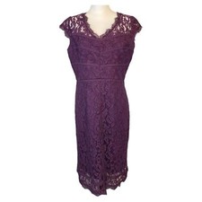 Adrianna Papell Dress Size 8 Purple Lace Cocktail Party Romantic Feminine