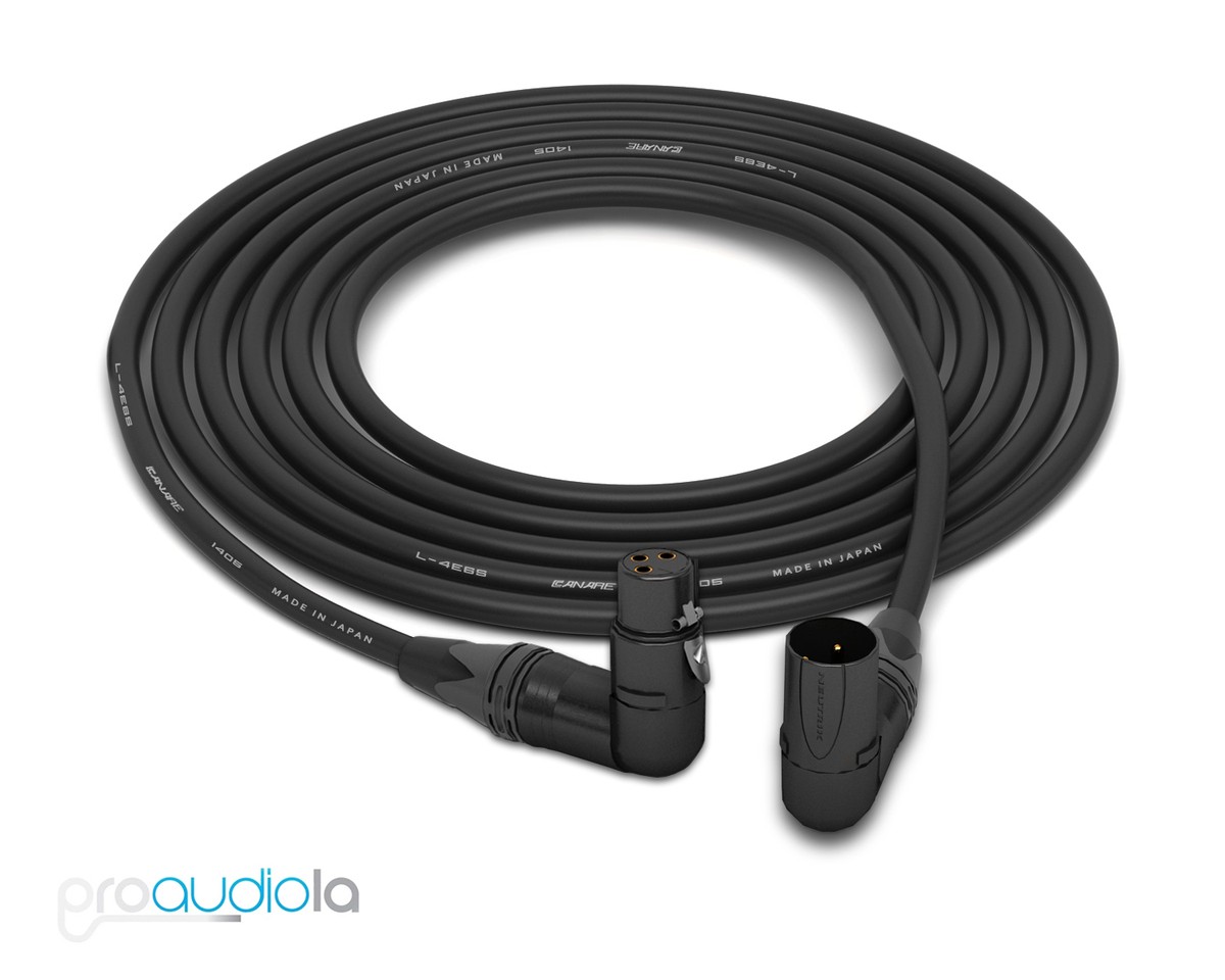 Canare Quad L-4E6S Cable | Neutrik Gold XLR Right-Angle | Black 20