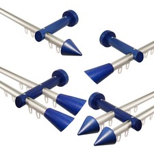 Innenlauf Gardinenstangen Vorhangstangen aus alu und Holz blau, 1- oder 2-läufig