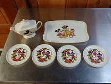 Walt Disney Mickey Mouse Child's Plastic Toy Plates, Tray, And Teapot