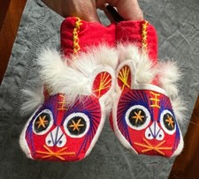 Chinese handmade tiger baby shoes booties insulated red Year of the Tiger Fur