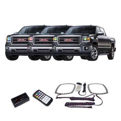 RGB Multi Color Bluetooth Headlight Halo kit for GMC Sierra 1500 14-15