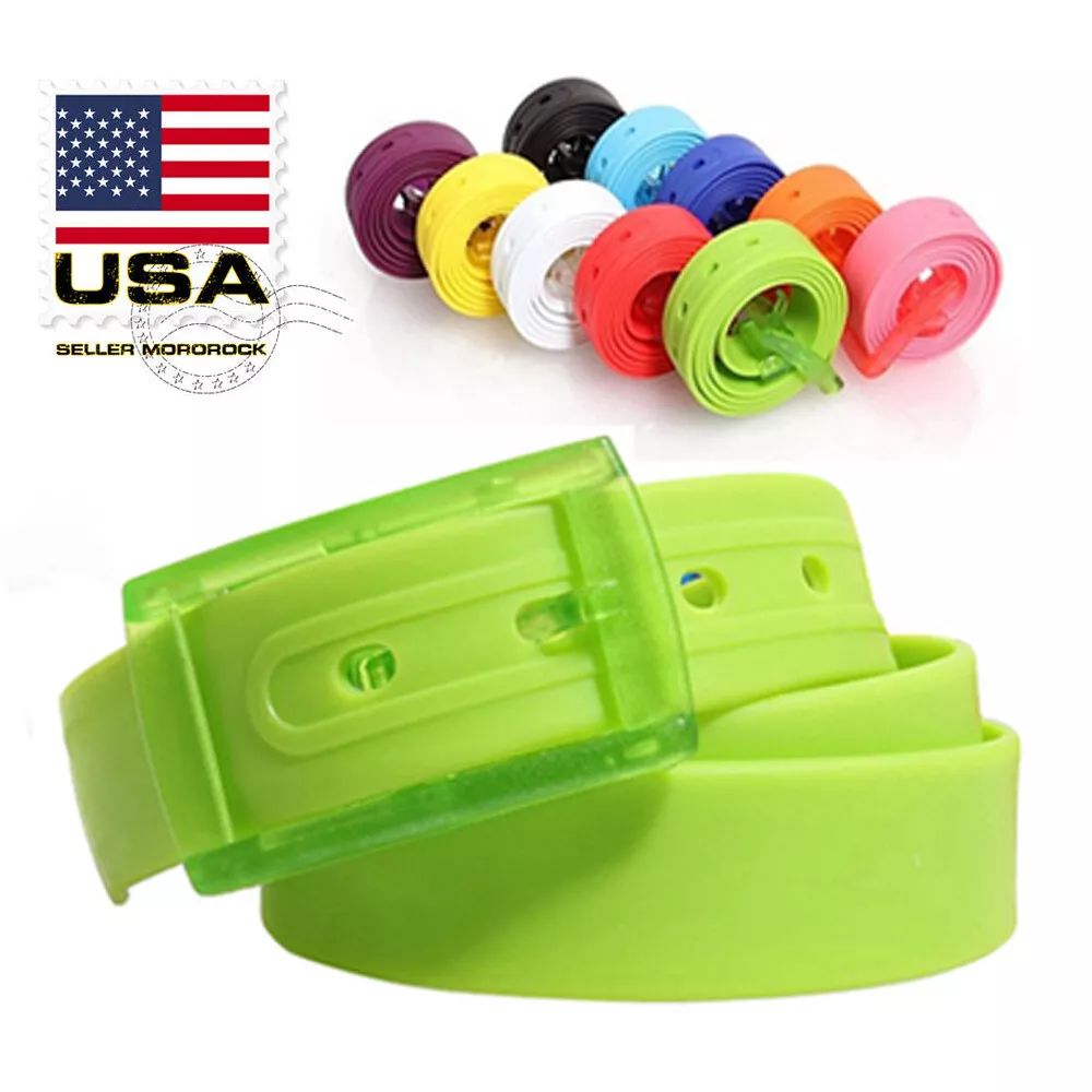 Adjustable Cut to Fit Rubber Plastic Jelly Silicone Casual Belt With Buckle