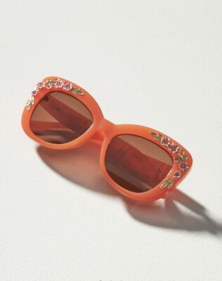 Anthropologie FloralTrimmed Cat Eye Sunglasses Orange | eBay display picture 1