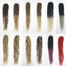 Invisible Tape-in Hair Extensions Adhesive Tape Skin Wefts Remy Human Hair Curly