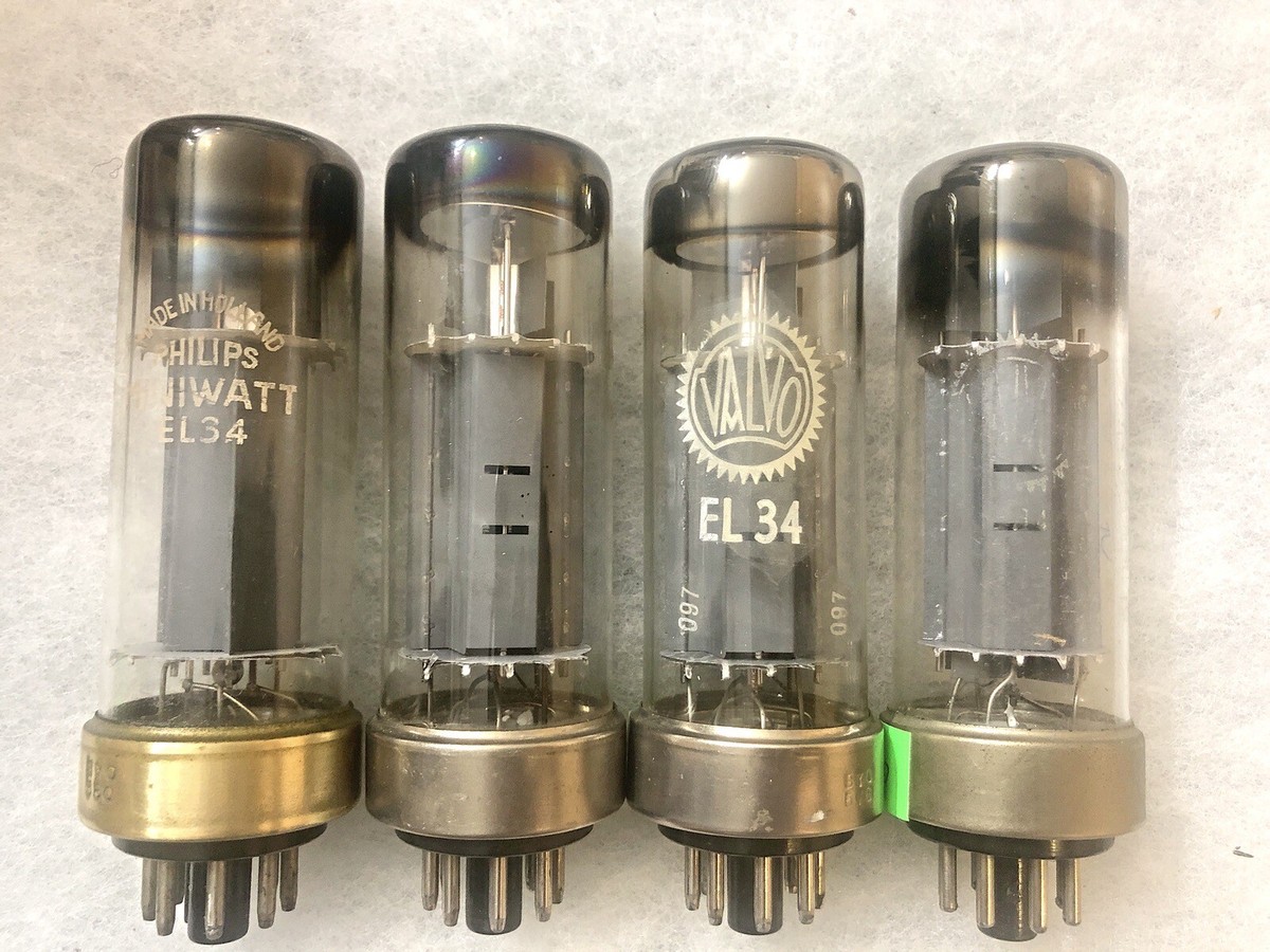 Valvo Philips EL34 6CA7 Metal Base Disc getter, NOS Tested Matched