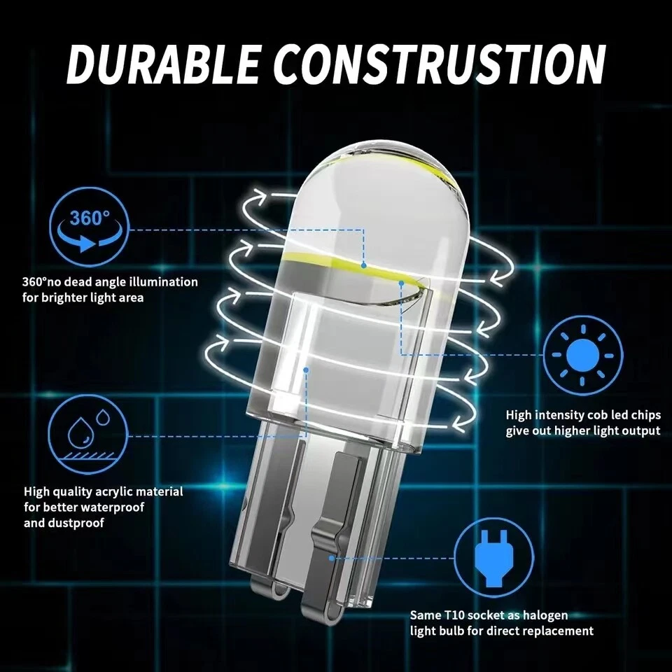 20x T10 W5W LED Ampoule Bulb 6000K Blanc,Non Anti Erreur Veilleuse Auto Canbus - Photo 2/4