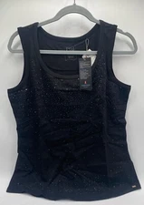 FDJ Women's Rhinestone Cami Tank Medium Black