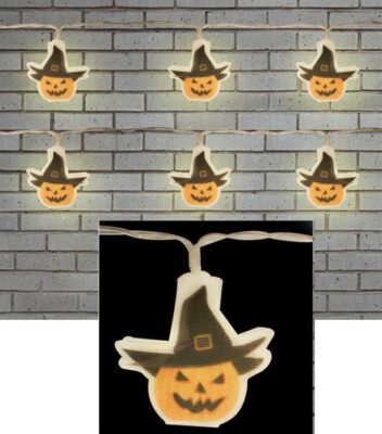 3m Halloween Lichterkette Kürbis Hexe hängend LED gruselig Deko Girlande