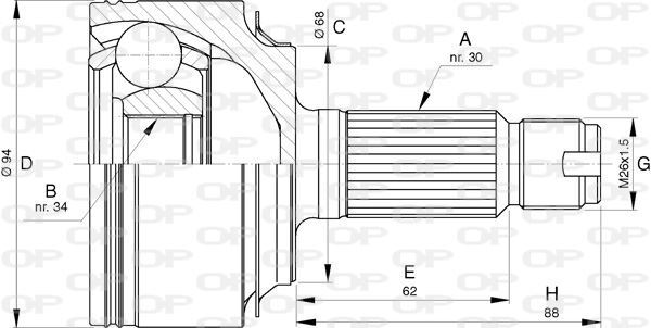 Tête de cardan Honda CR-V III en acier forgé haute résistance pour transmission 4WD