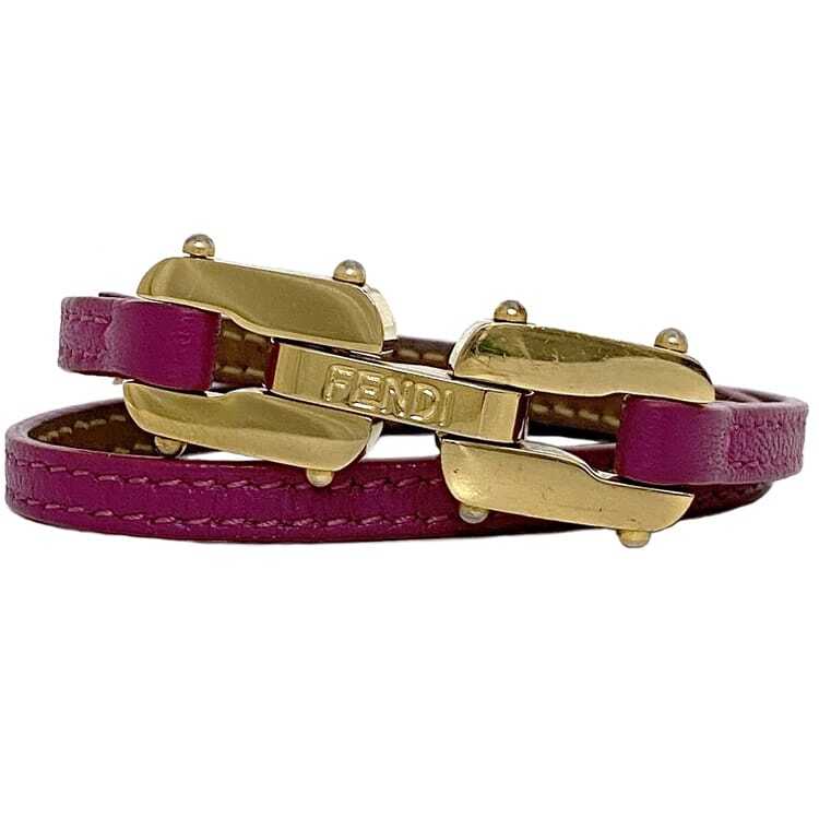 Fendi Bracelet Pink Gold ec-20703 Good Condition Leather GP  display picture 1