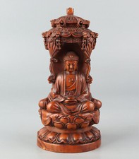 Chinese Exquisite Hand-carved Buddha Carving Boxwood statue