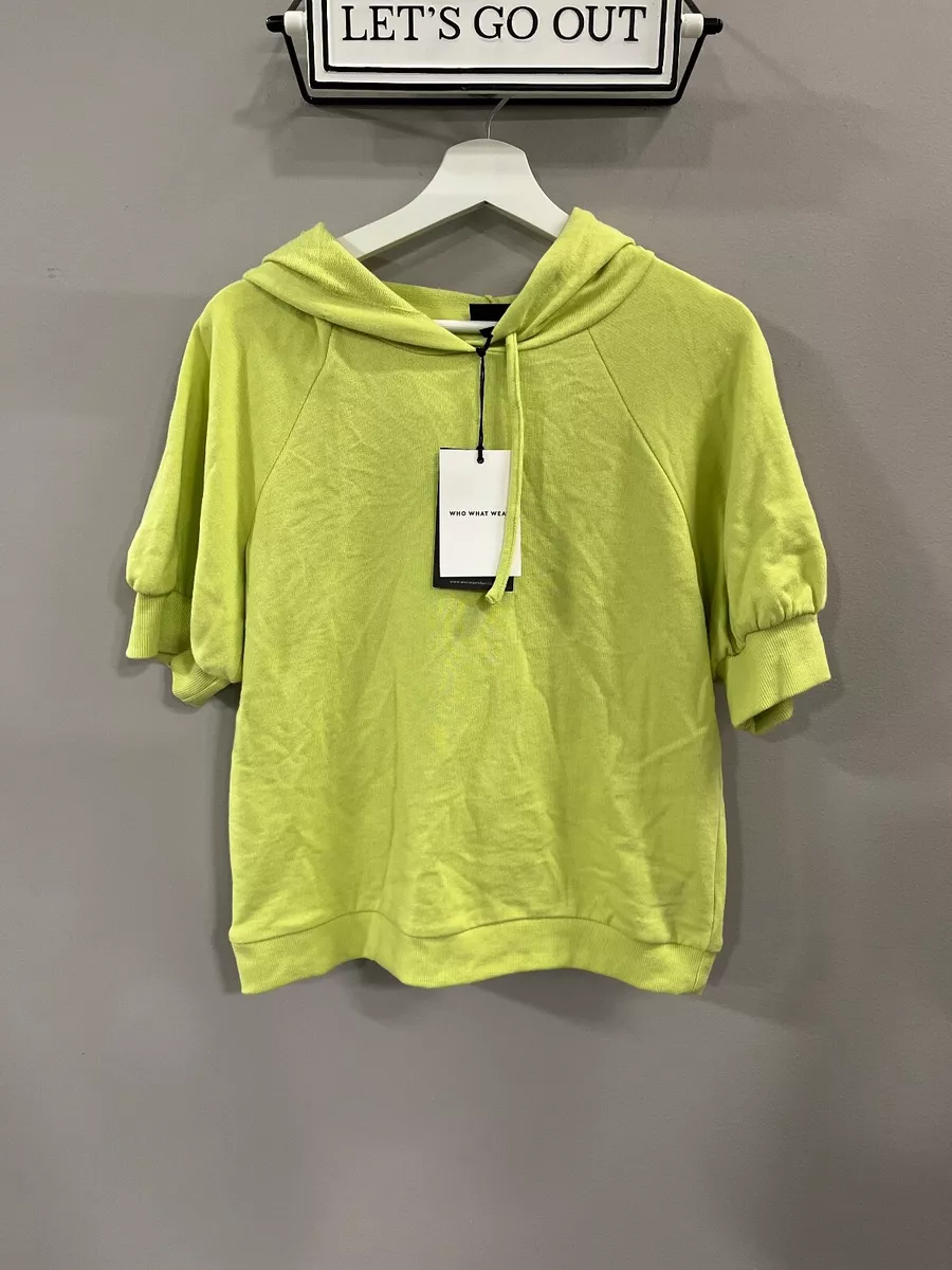 Who What Wear Womens Short Sleeve Hoodie Lime Sherbert Size M