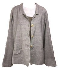 Flax Jacket Large Gray Organic Cotton Button Up Chore Coat Minimalist Lagenlook