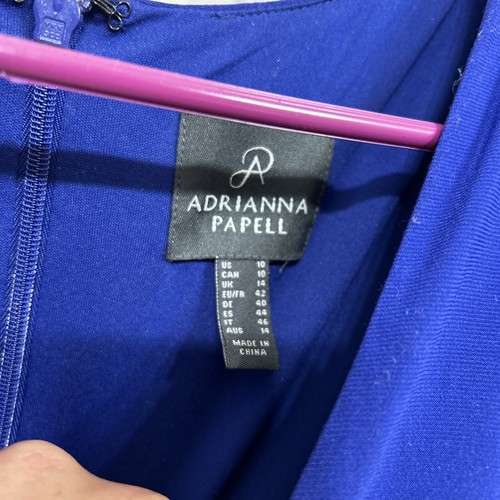 Adrianna Papell Draped Surplice Matte Jersey Jumpsuit Blue Size 10 Wide Leg - Picture 3 of 5