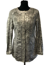 Madeleine Women’s Grey Silver Faux Snake Skin Jacket, Size Uk 8
