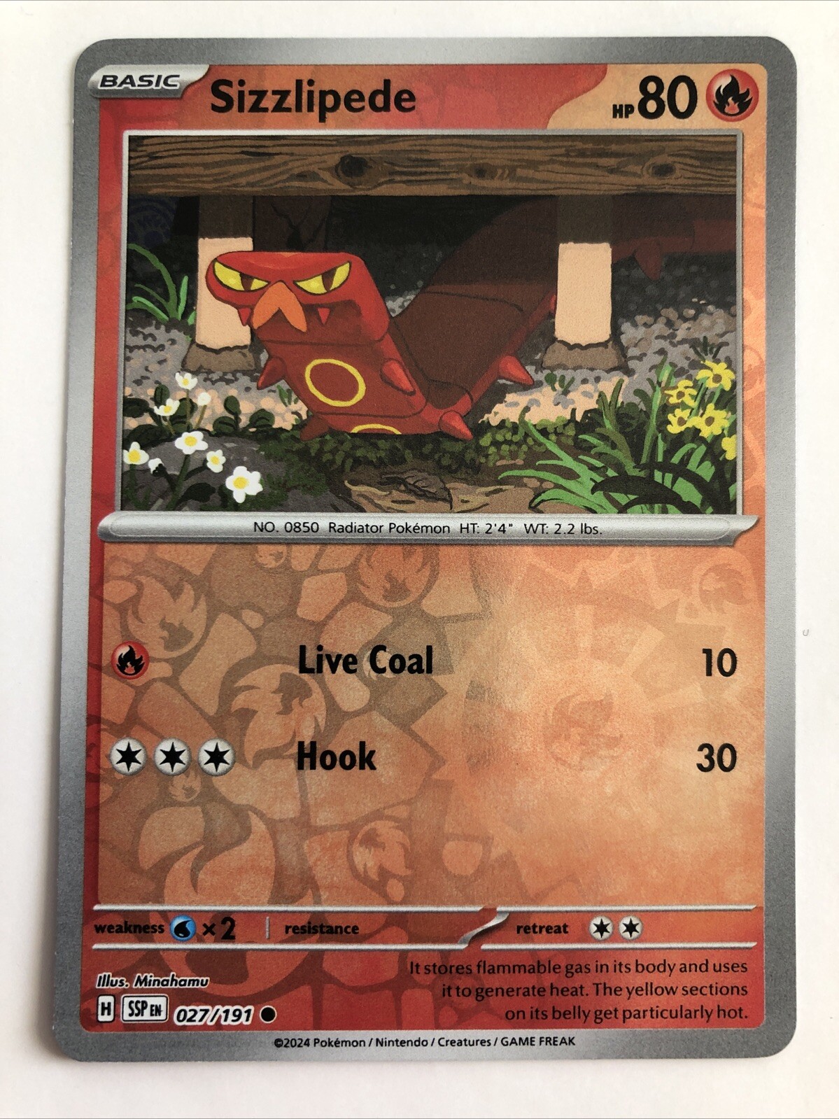Pokémon TCG Surging Sparks Sizzlipede Reverse Holofoil 027/191 NM