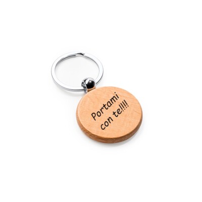 Naturholz Schlüsselanhänger mit Metallring personalisierbar mit Spruch