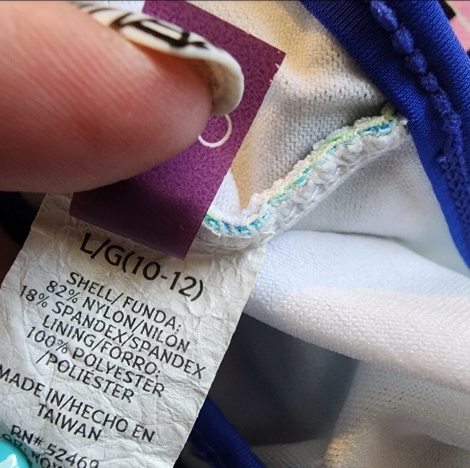 OP Traje de Baño Niña Grande 10-12 Una Pieza Azul Verde Paz Mariposa Playa B672 Foto 4 de 4