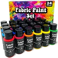 24 Fabric Paint Set for Clothes Upholstery Shoe Sneaker Denim Permanent Paints