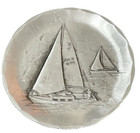 Vintage Wendell August Forge Hammered 4.5" W Art Coaster Plate Sailboats Boats