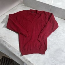 Chaps Ralph Lauren Vintage Red Long Sleeve Mini Waffle Knit Sweater LARGE