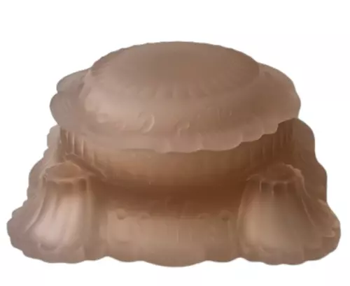 💥Vintage 1980's Imperial Lenox Puff Box w Cover Pink Satin New Rare 5'