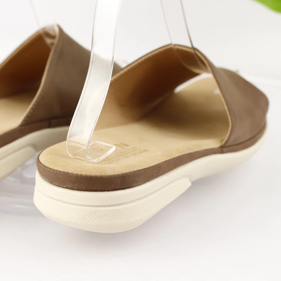 Taryn Rose Womens Tobie Sandal Size 10 Brown Leather Sporty Slide Flat Shoe - Image 4 of 4