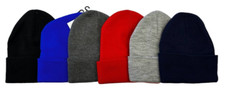 Plain Beanie Hat Cap Knit Ski Cuff Warm Winter Men Women Solid