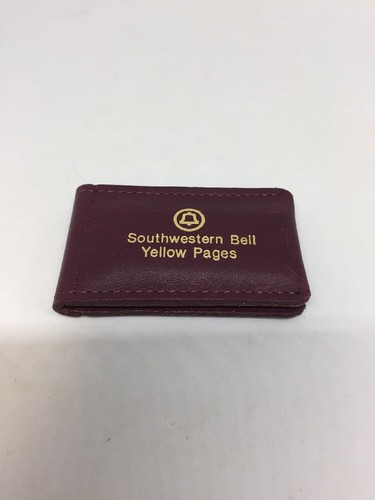 Maroon Leather Magnetic Money Clip Southwestern Bell Yellow Pages - Picture 1 of 5