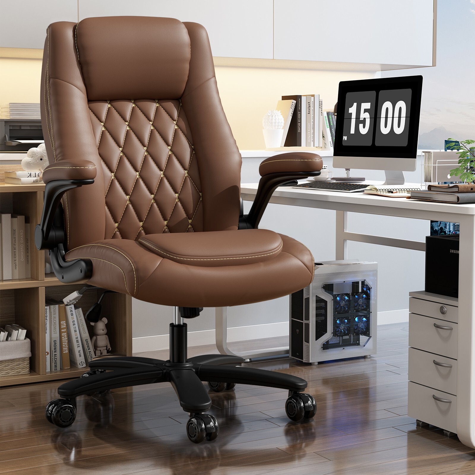 Home Desk Chair Leather Chairs With Rubber Wheels