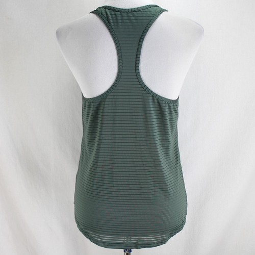 Camiseta sin mangas Zyia Active para mujer talla M verde a rayas transparentes espalda deportiva cuello redondo entrenamiento - Imagen 5 de 7